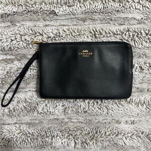 Coach Black Pebbled Leather Wristlet